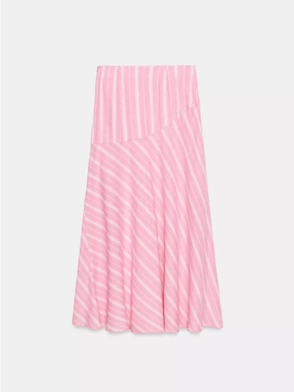 ZARA STRIPED LINEN MIDI SKIRT - Picture 9 of 11